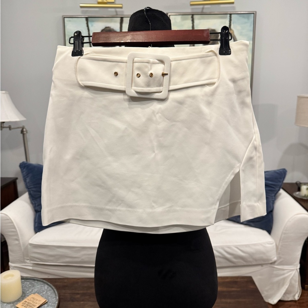 Ramy Brook Ivory Belted Jones Mini Skirt. Size 4. NWT - Picture 3 of 5